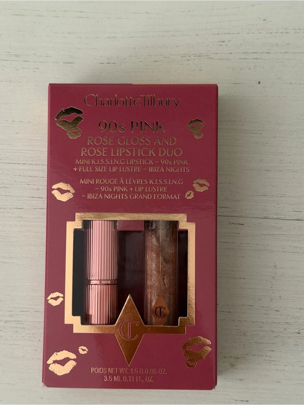 Charlotte Tilbury 90s Pink Rose Gloss & Lipstick Duo Set - Brand New